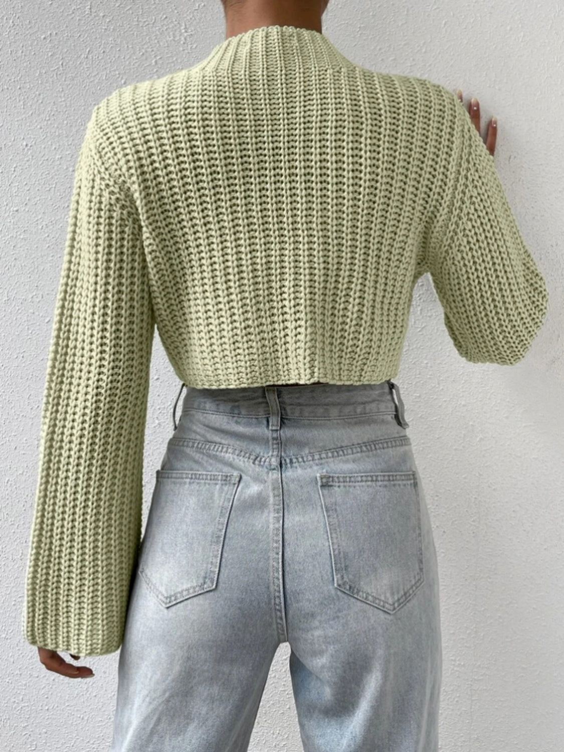 Mock Neck Long Sleeve Cropped Sweater