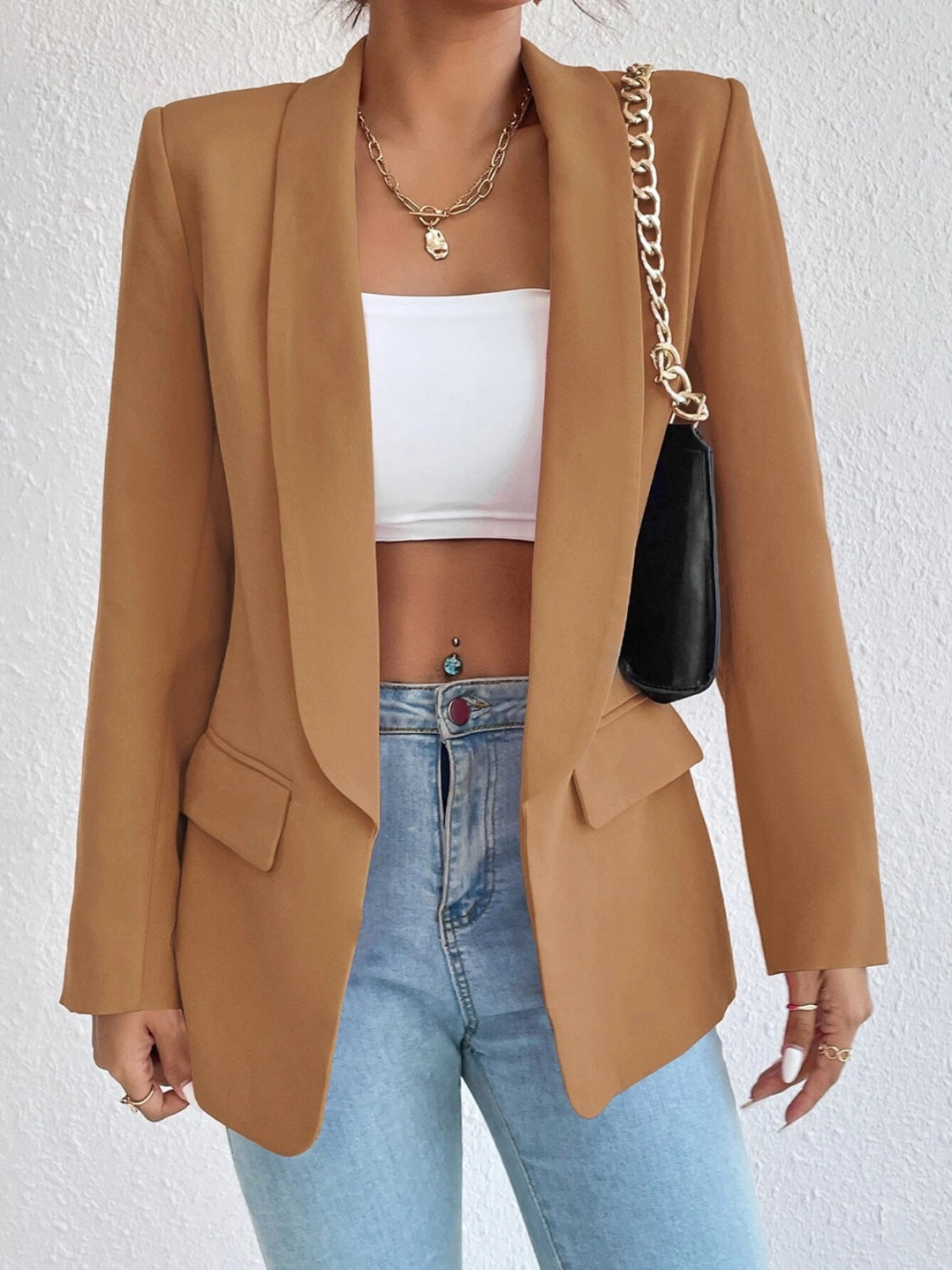 Shawl Collar Long Sleeve Blazer